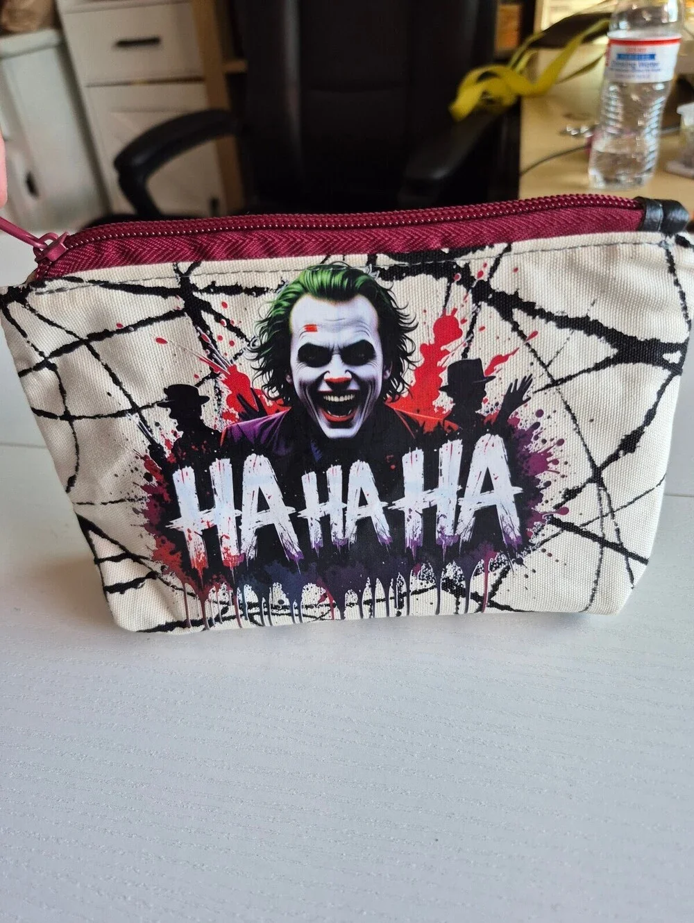 super villian laughing paint splatter Versatile Cosmetic Pouch creme, black